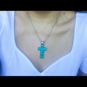 Sterling silver & turquoise cross pendant